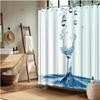 Water Drop Splash Shower Curtain, Blue & White Design, Fade-Resistant Polyester, Machine Washable, Splash Effect Bath Decor