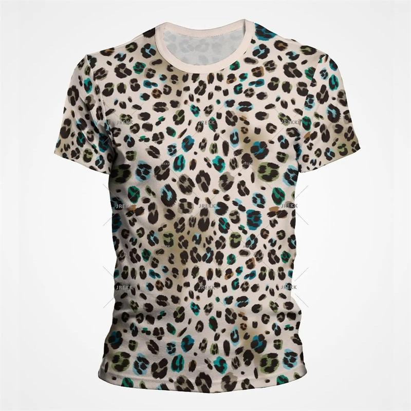 Leopard Print 3D Funny T Shirts for Men's And Women's Clothing Summer Short Sleeve T-Shirt Unisex Streetwear Oversize Tops Tees