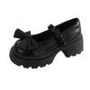 Weiße Dicke Ferse Erhöhende Kleine Lederschuhe Damen Winter 2024 Neu Gummizug Schleife Leichte Mund Mary Jane Einzelne Schuhe