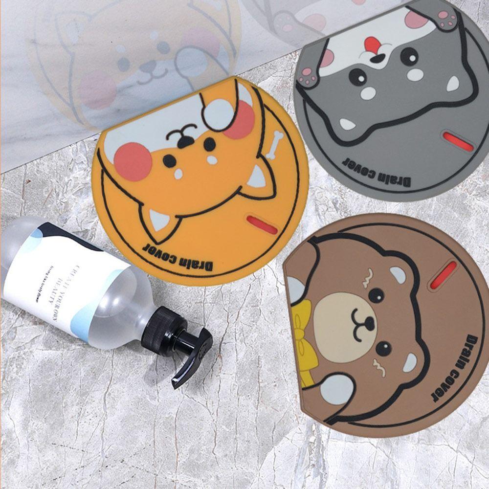 Anti-insect Sewer Floor Drain Cover Cartoon Animal Sewer Sealing Silicone Mat for Bathroom&Kitchen