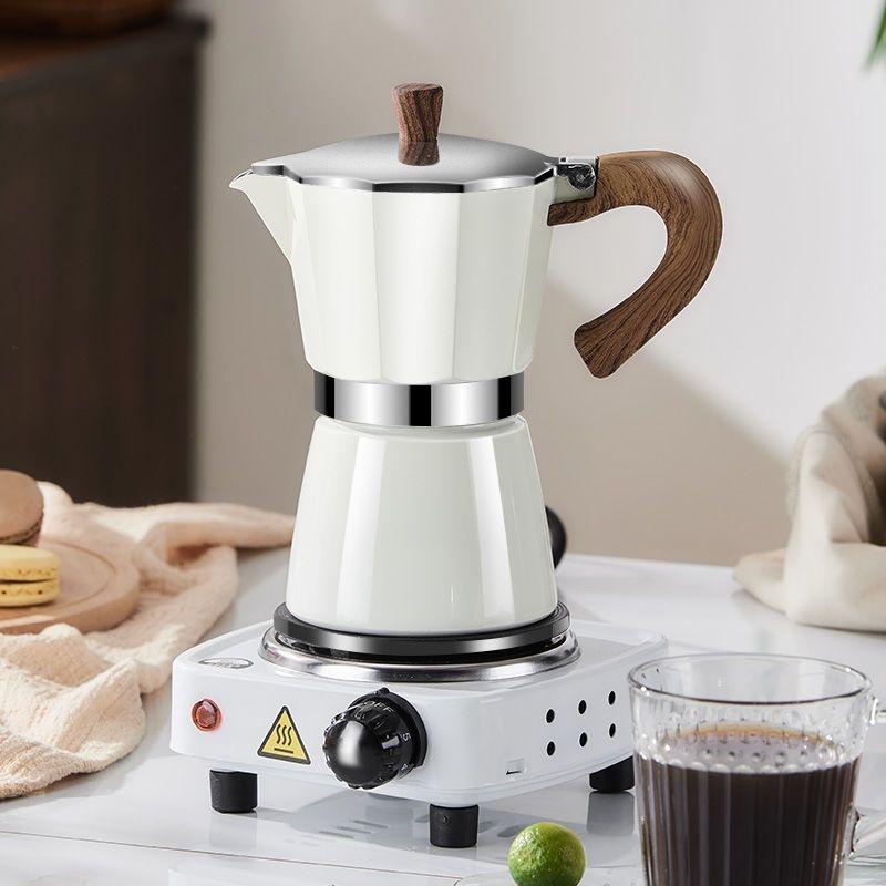 GIANXI 150ml 300ml Outdoor Electric Cooking Double Valve Moka Pot Coffee Pot Coffee Apparatus Extractor Pot Penetrator Pot