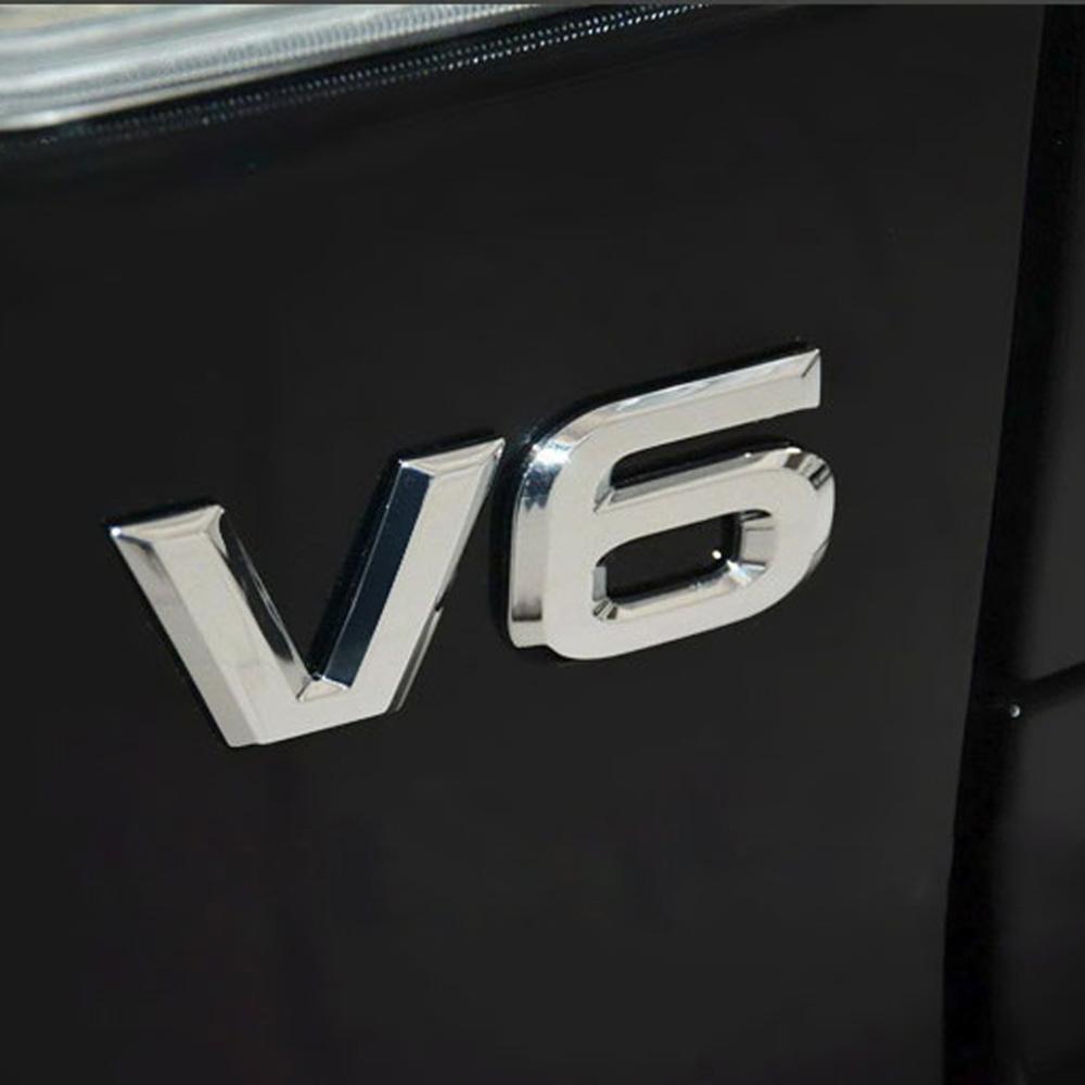 ZZTZZ 3D Metall V6 Motor Display Bilklistermärke Emblem Märke V6 Emblem 3D Märke Lastbilsnamnskylt Klistermärke Dekal Ersättning