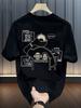 Unisexs Cotton TShirt Summer Casual Street Style Cartoon Camping Pattern Print Loose ShortSleeved HipHop Style RoundNeck