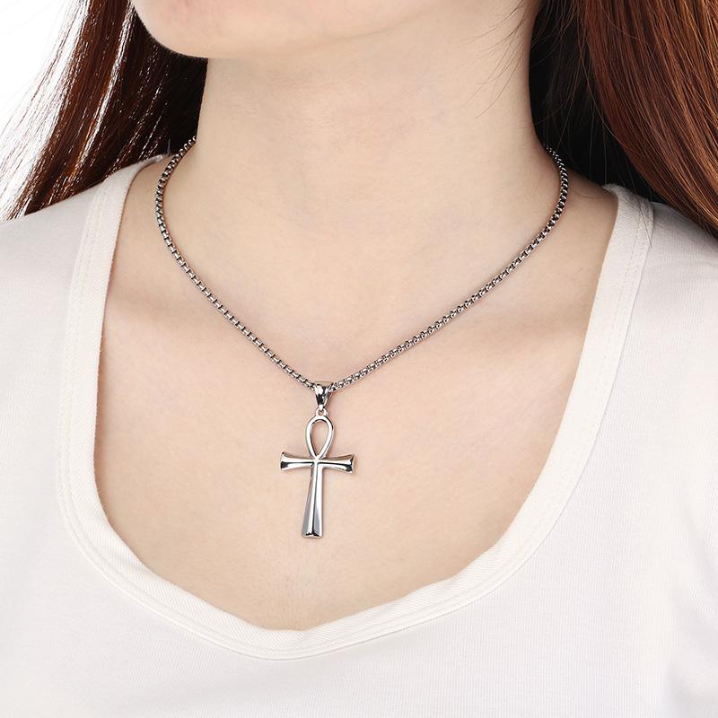 Египетский кулон-крест «Бессмертие» - Нержавеющая сталь 316L - KP57172-BD Necklace - 66cm