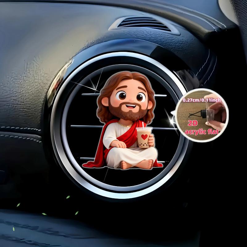 Cute Cartoon 2D Acrylic Car Air Vent Clips Religious Auto Air Freshener Clips For Car Interior Decoration
