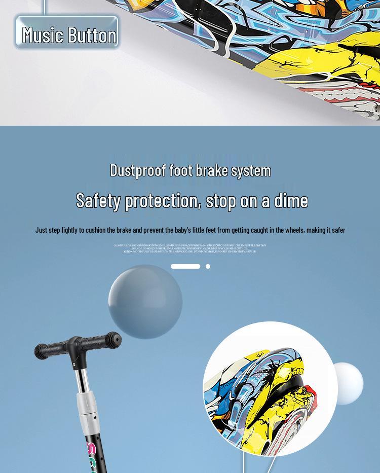 Foldable Children's Scooter with Music & Lights for Ages 3-12