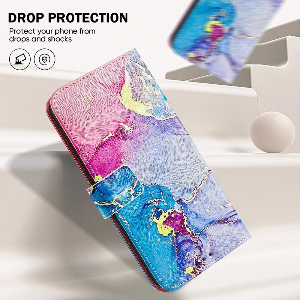 Coloured Drawing Wallet Case for Moto G04 G04S G13 G14 G23 G24 G32 G42 G52 G54 Power G62 G71S G82 G84 E14 Flip Stand Phone Cover