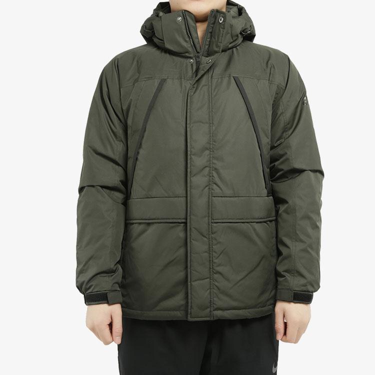 Adidas Solid Color Zipper Hooded Down Jacket Men Jackets Green EH4003