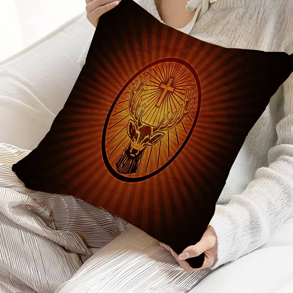 J-Jagermeisters Pillow Covers Cartoon Sofa Decorative Home Double-sided Printing Short Plush Cute Cushion Cover