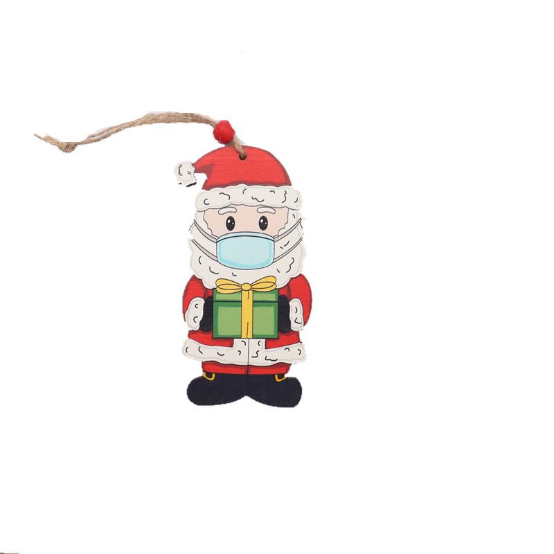 Wooden Painted Christmas Tree Ornaments - Creative Elderly Mask Hanging Decoration