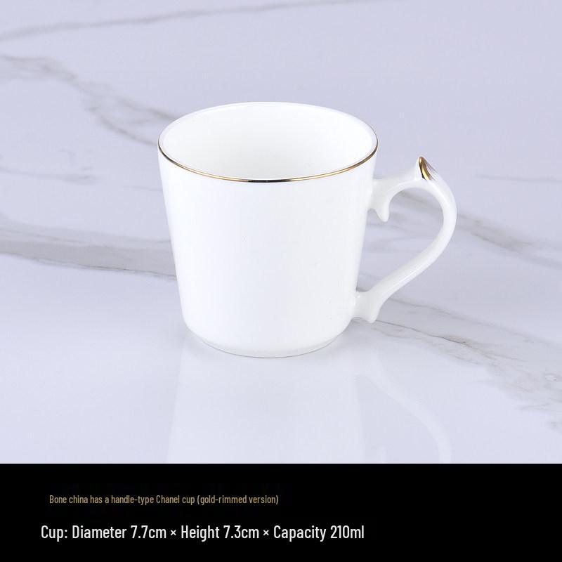 Luxurious Bone China Gold Rim Coffee Cup & Saucer Set - Pure White Ceramic English Style for Hotels and European Coffee Service