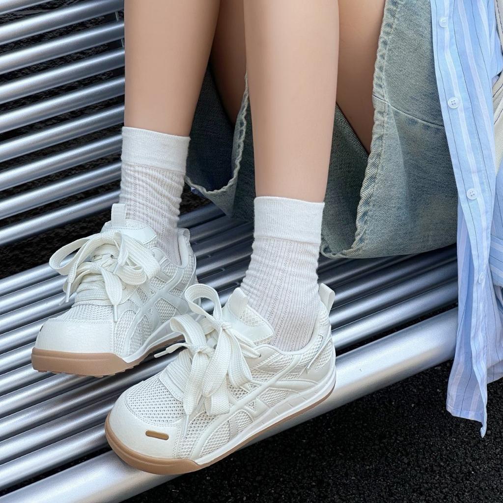 ~ Mesh Breathable Big Head Women's Summer Little White Shoes Casual Platform Shoes