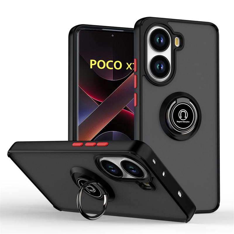

Бронированный магнитный чехол для Poco X7 X6 F7 Pro F6 F5 противоударный матовый чехол-подставка с кольцом для телефона для Poco M7 M6 Pro 5G задняя крышка Poco x7 pro