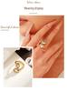 18K Gold Plated Stainless & Titanium Steel Zirconia Ring: Geometric, Waterproof, Adjustable & Irregular Shape for Women