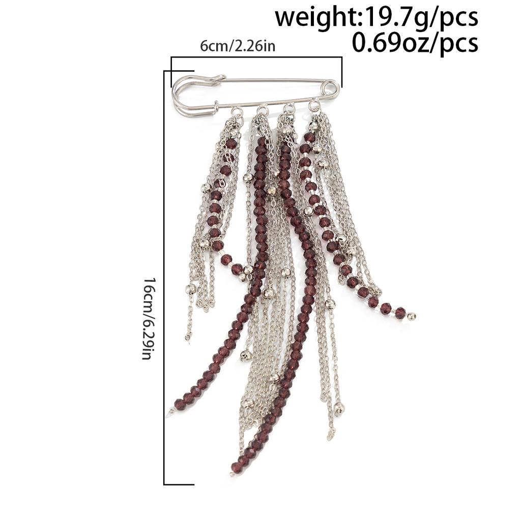 Ingemark Trendy Acrylic Beads Pendant Brooch for Women Vintage Silver Color Metal Tassel Dress Suit Collar Pins Clip New Jewelry