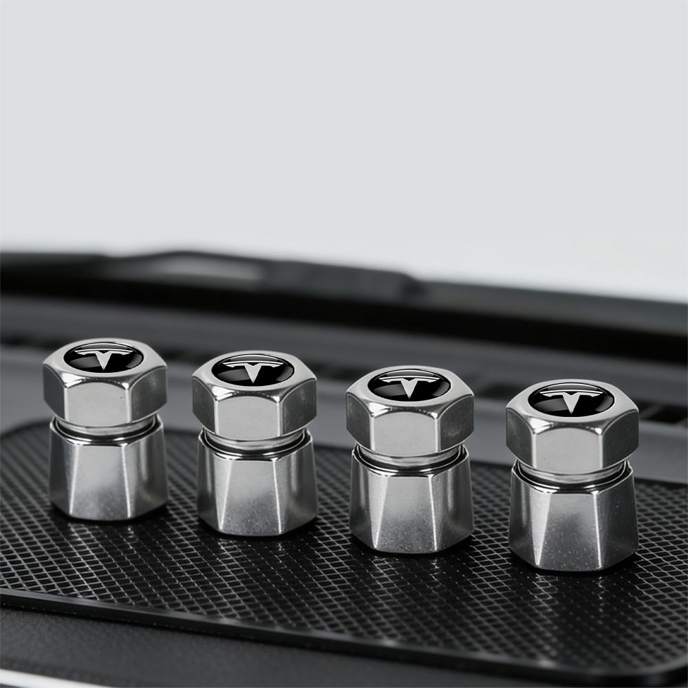 New 3D Metal Car Wheel Tire Valve Stem Caps Exterior Accessories For Tesla Model 3 Model S Model X Coil Mod WYE K80 Roadster