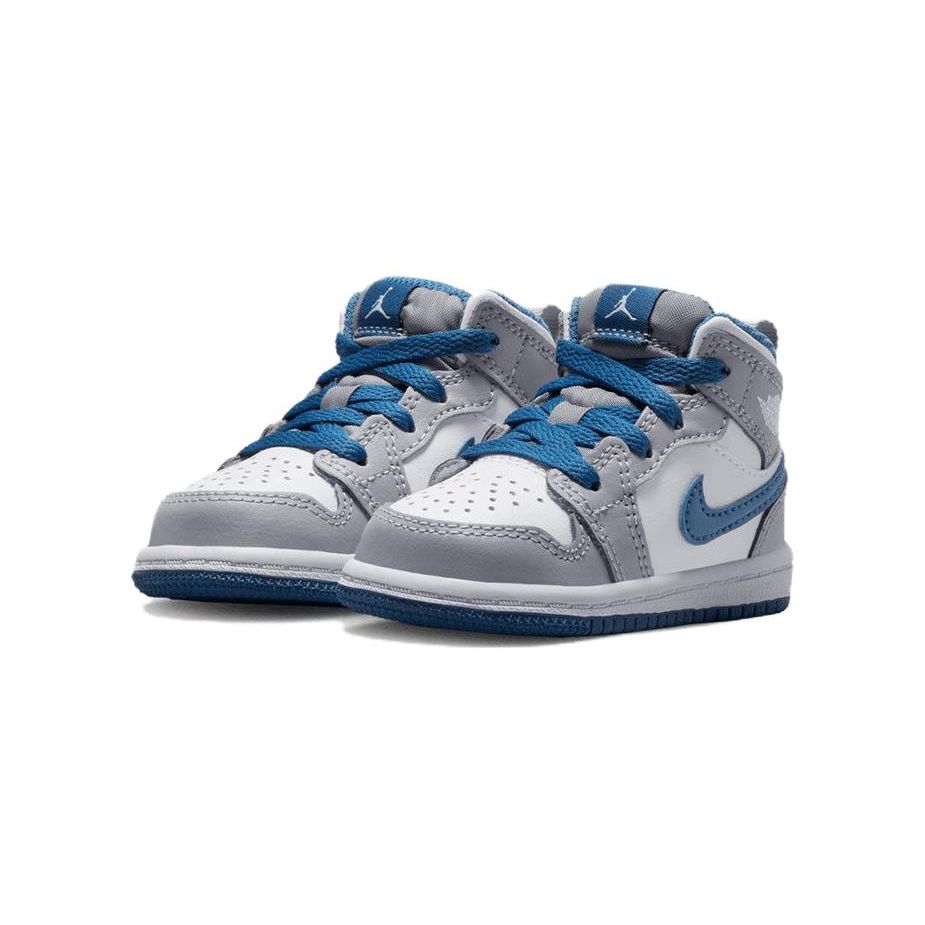 Air Jordan 1 Mid TD Cement True Blue Baby Sneakers Grey Cement-Grey White DQ8425-014