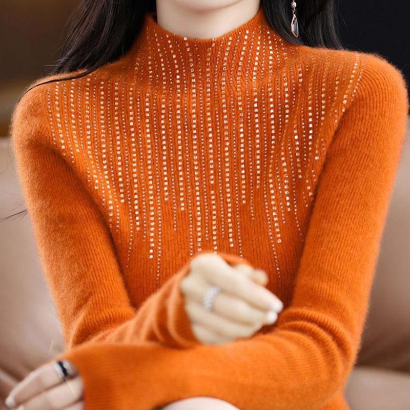 Svetr pro ženy Podzim Zima Lehký Hřejivý Pletený Pružný Topy s dlouhým rukávem