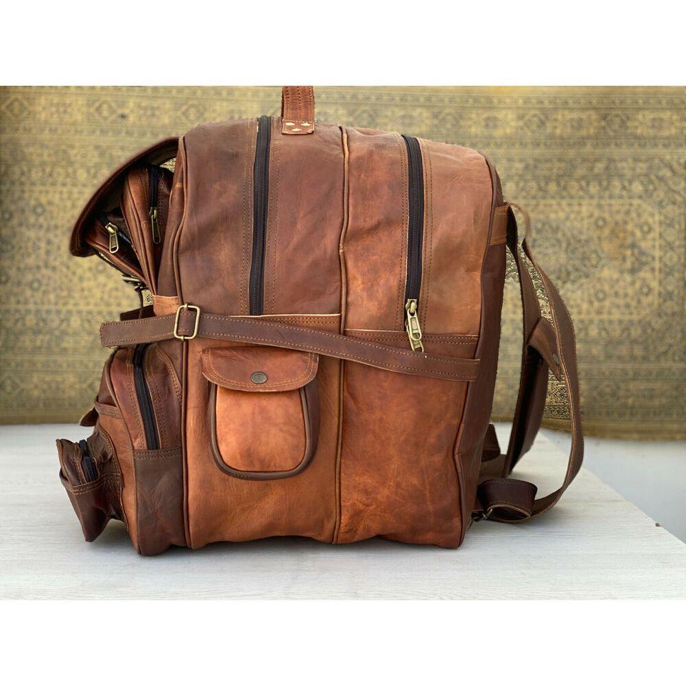 Leather Extra Large Backpack Rucksack Travel Luggage Bag (Original Goat Leather)