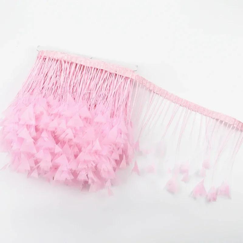 2Meters Colored Turkey Feathers On Tape Tassel Fringe Trim Decoration White Black Ribbon Sewing Dress Flecos Handicrafts Decor