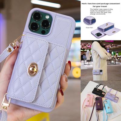 Portefeuille Petit Vent Parfumé Porte-Cartes Organe Boucle Métallique Étui en Cuir Pour Iphone 14 Pro Max 13 12 11 Se 2022 X Xs Xr 8 7 6 6s Plus