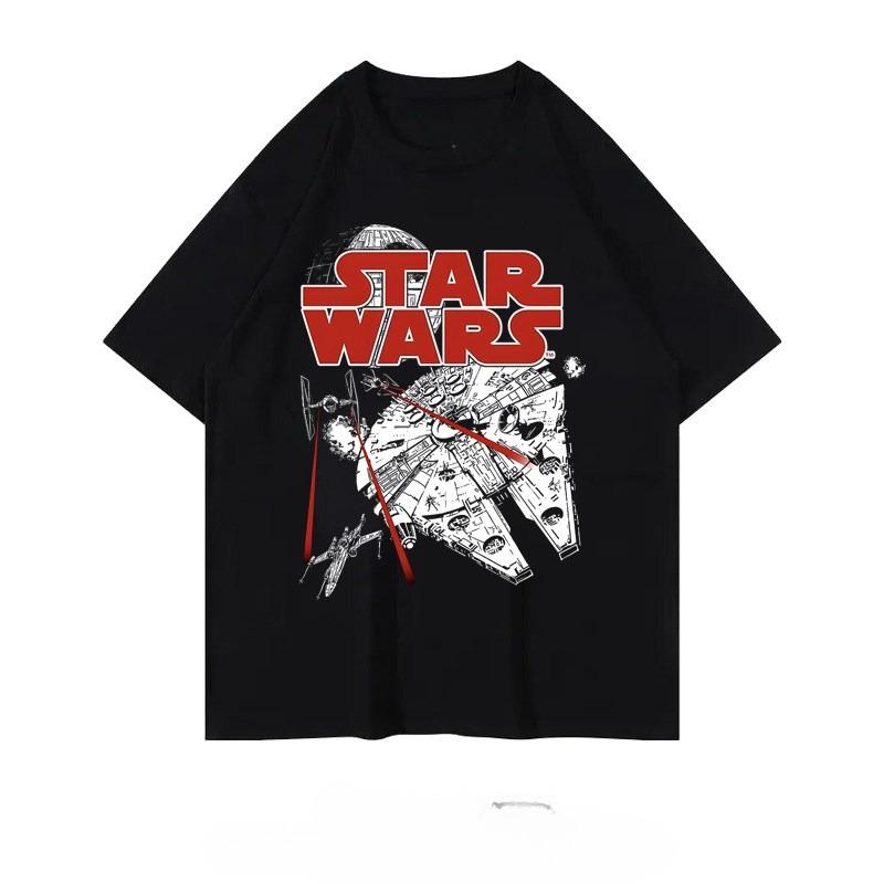 Star Wars Commemorative Edition Pure Cotton Men and Women Short Sleeved Cartoon Printed Short Sleeved Casual Parentchild Top