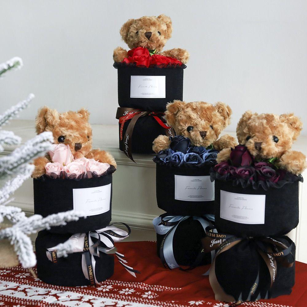 

Cartoon Animal Graduation Bouquet Stuffed Simulated Rose Bouquet Valentine s Day рожевий