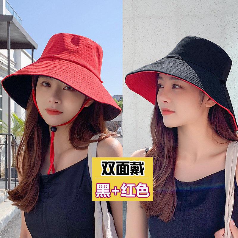 Fisherman's Hat Children's Spring and Autumn Outdoor Big Eaves Sunscreen Hat Versatile Double-sided Solid Color Foldable Sun Hat