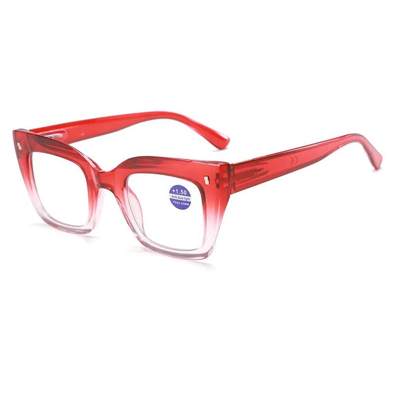 New Anti Blue Light Reading Glasses with Stylish Thick Frame and Large Frame Color Blocking Glasses Diopter To +4.0 Unisex