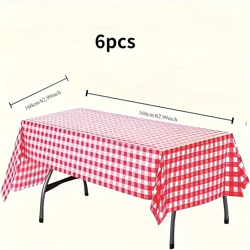 

10 шт. Одноразовые клетчатые скатерти - Идеально подходят для пикников на открытом воздухе, дней рождения и праздничных торжеств Красные и белые пластиковые скатерти 10pcs