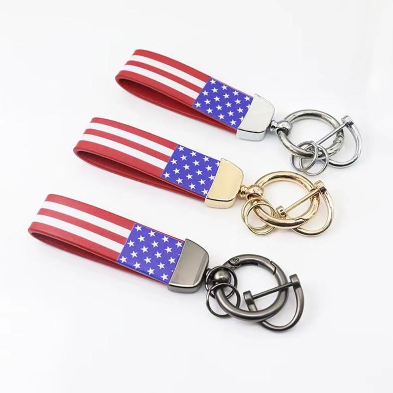 Amerikanische Flagge Leder Anhänger Schlüsselanhänger Charme Schlüsselkette Geldbörse Dekorationen Amerikanische Flagge Auto Schlüsselanhänger