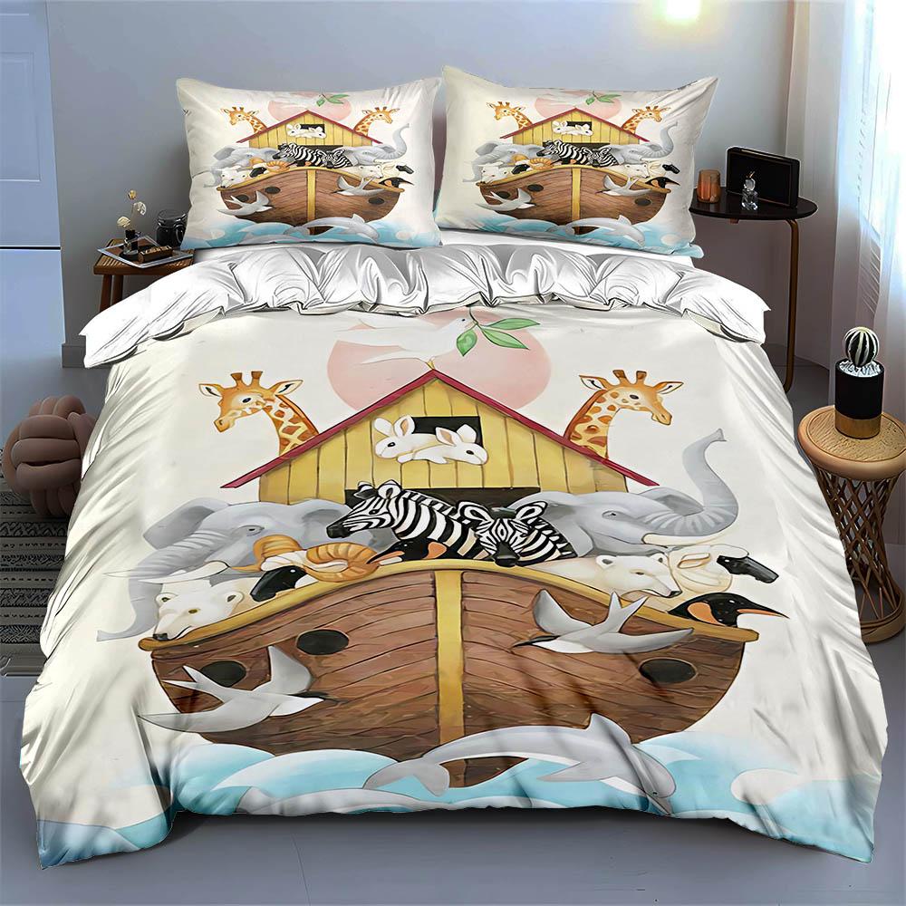 Arca riempita di animali Set copripiumino Copripiumini Federe regali (1 * Copripiumino 2 * Federe, senza piumino)
