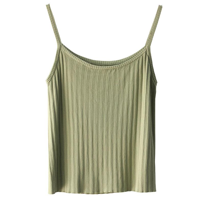 Ice Silk Halter Vest Women's Summer New Wear Design Sense Sleeveless Inside with Knitted Bottom Loose Top