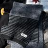 Korean Style Striped Knit Wool Blend Scarf Women Winter Warm Thick Neck Wrap