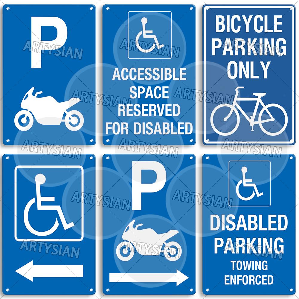 Metallschild Fahrrad Behindertenmotorrad Parkplatz Schild Fahrräder nicht am Zaun befestigen