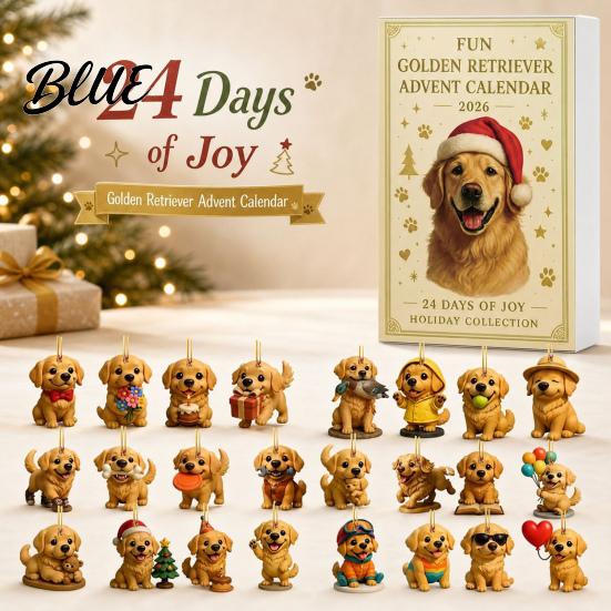 Holiday Countdown Blind Acrylic Ornaments Calendar with Christmas Advent Box 2026 24 Dog 2D Flat
