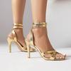 Gold Silver Women Sandals High Heel Big Size 46