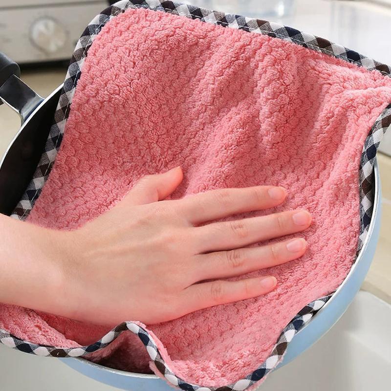 Non-Stick Oil Wiping Towel Non-Linting Hangable Coral Fleece Double-Sided Rag