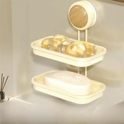 1/2 Layer Suction Cup Soap Dish Detachable Rust-Proof Self Draining Soap Holder Non-Slip Large Load Bearing Soap Drain Box