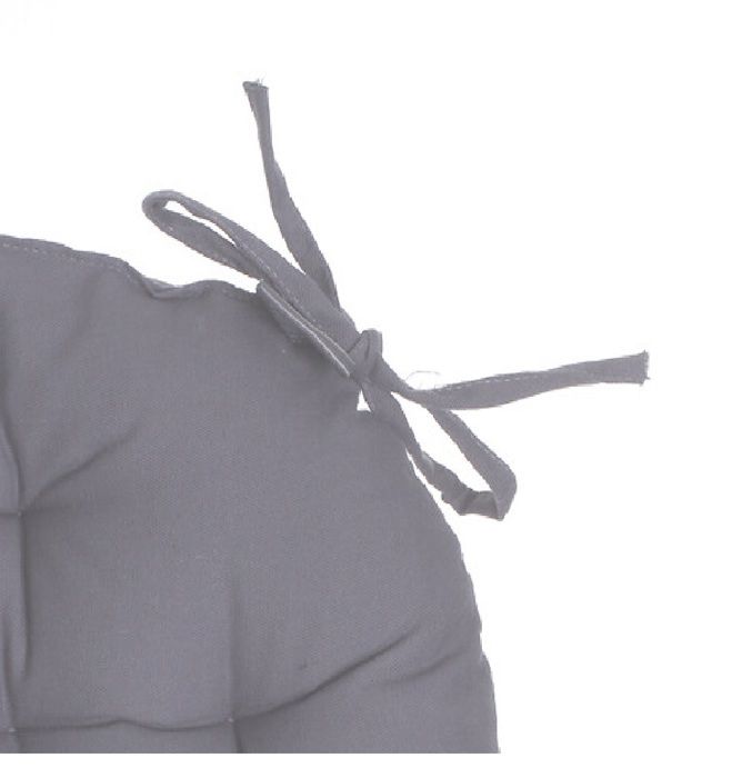 Galette De Chaise Ronde - 38 Cm - Gris - 100% Coton - Non Déhoussable