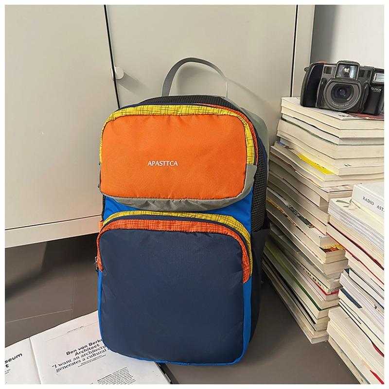 

Школьный рюкзак новый высококачественный свежий контрастный цветной блок дорожная сумка пара легкий альпинистский весенний походный рюкзак