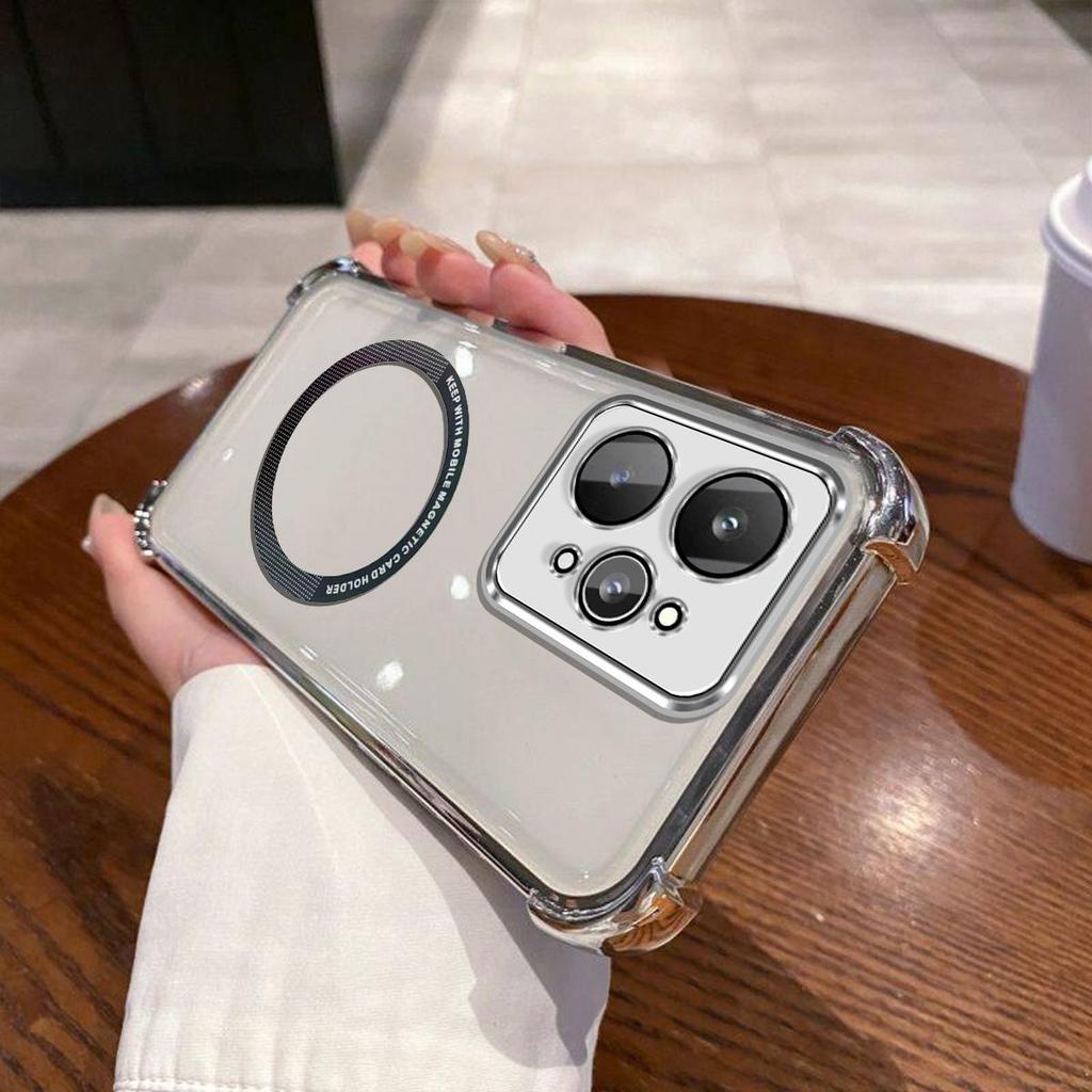 Case for Realme 15 5G,15 Pro 5G Clear Magnetic Casing Electroplated Lens Frame Phone Cover