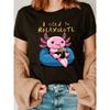 Axolotl Relaxing Print T-Shirt for Women - 100% Knit Fabric, Crew Neck, Short Sleeve Casual Top, Slight Stretch, Regular Length, All Seasons