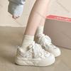 Fashion Comemore Cute Bread Shoes Thick-Soled White Sneakers Women's 2025 New Spring Autumn Casual Lace Up Round Toe Board Sneaker Shoes