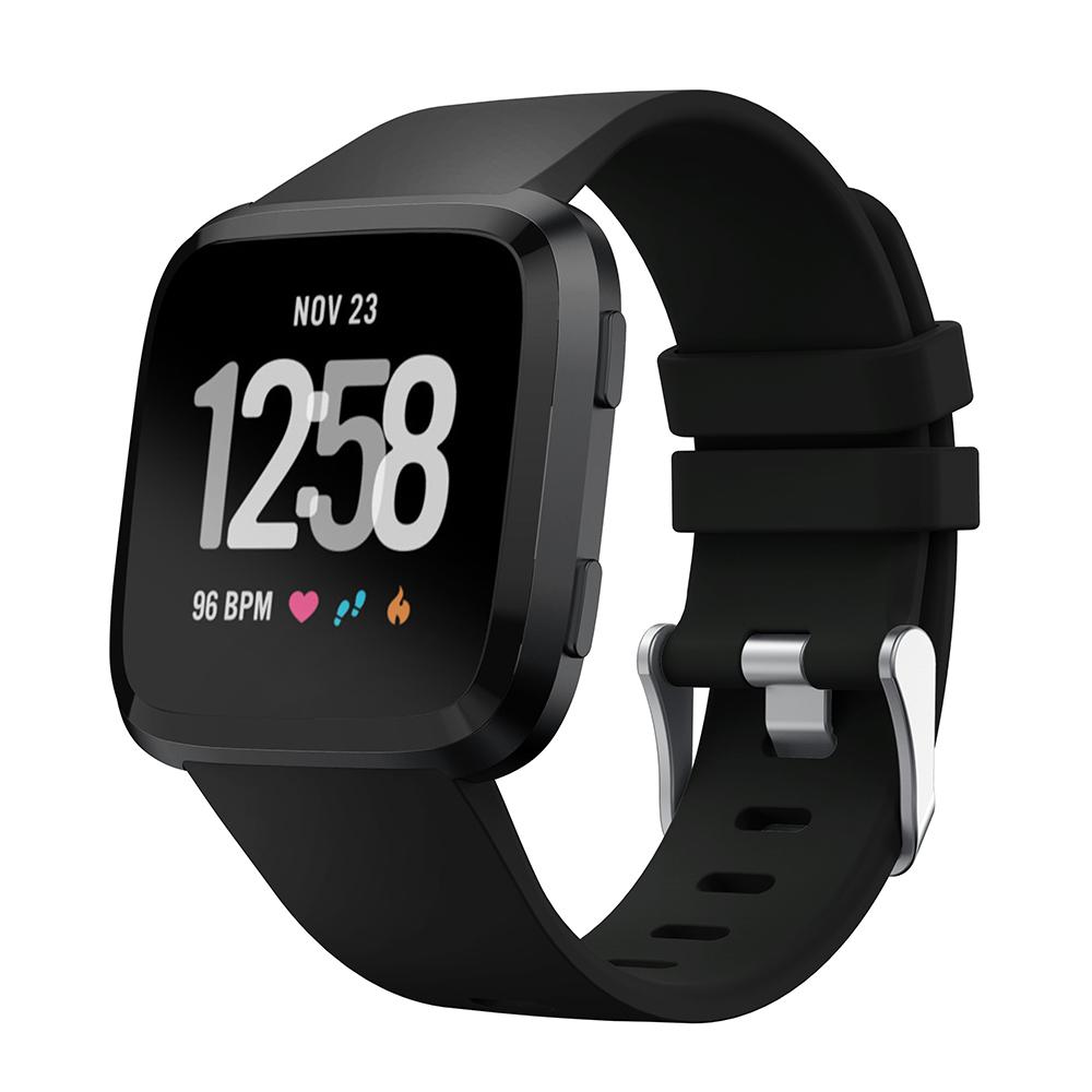 

Silicone Smart Watch Strap [Large Size] for Fitbit Versa Lite/Versa/Versa 2 Black