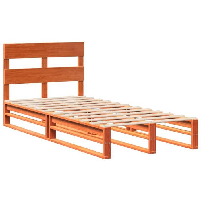 VidaXL Bed Frame with Headboard Wax Brown 90x190 Cm Pine Wood, Bedroom Furniture, Slatted Base, Wooden Bed, Bed, Bed 850823