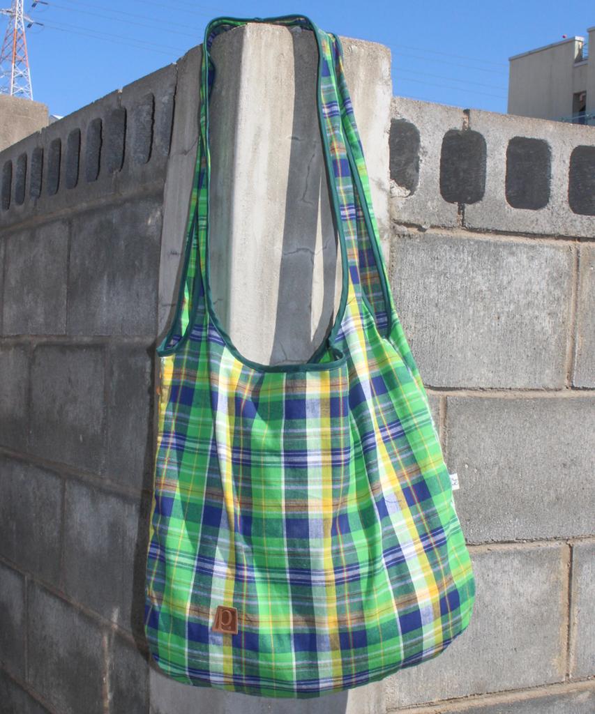 Pmco Check Button Packable Shoulder Bag (Green)