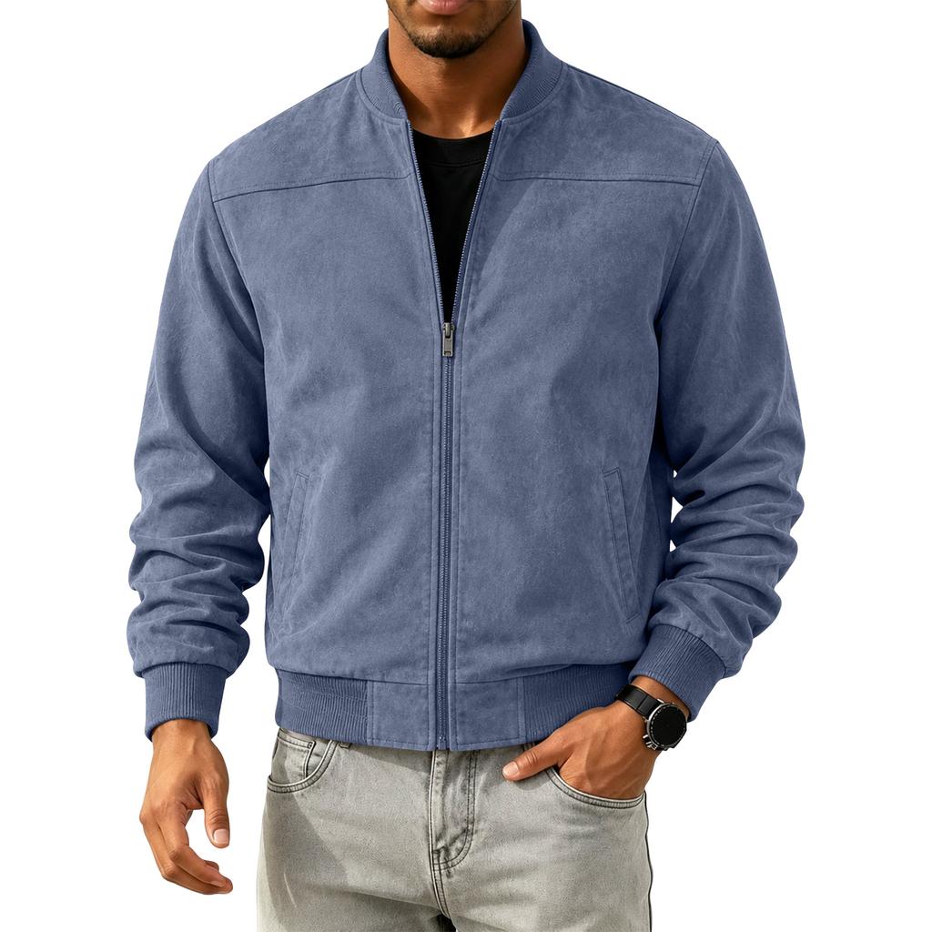 Men's Jacket with Stand Collar and Zipper for Winter