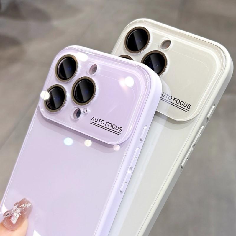 Luxury Candy Tempered Glass Camera Protection Case for iPhone 17 16 15 14 13 12 Pro Max Shockproof Bumper Armor Hard Cover Capa