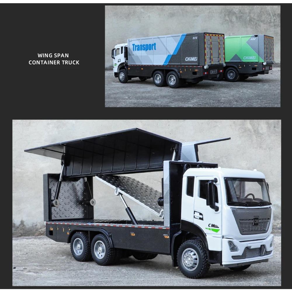 1/32 Scale Wingspan Container Truck Alloy Toy Diecast Engineering Vehicle Model Collection of Hobby Decorative Fine Ornaments Kids Toy